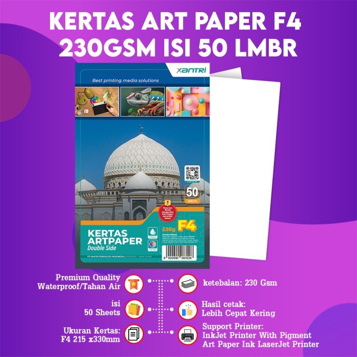 

Kertas Art Paper Xantri Original A4 260Gsm 230Gsm 50Pcs 100Gsm Isi 100 Double Side F4 260Gsm 230 Gsm