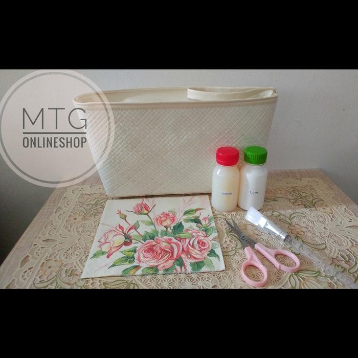 

Paket Decoupage / Stater Decoupage Pouch, Napkin Eropa, Lem, Varnis