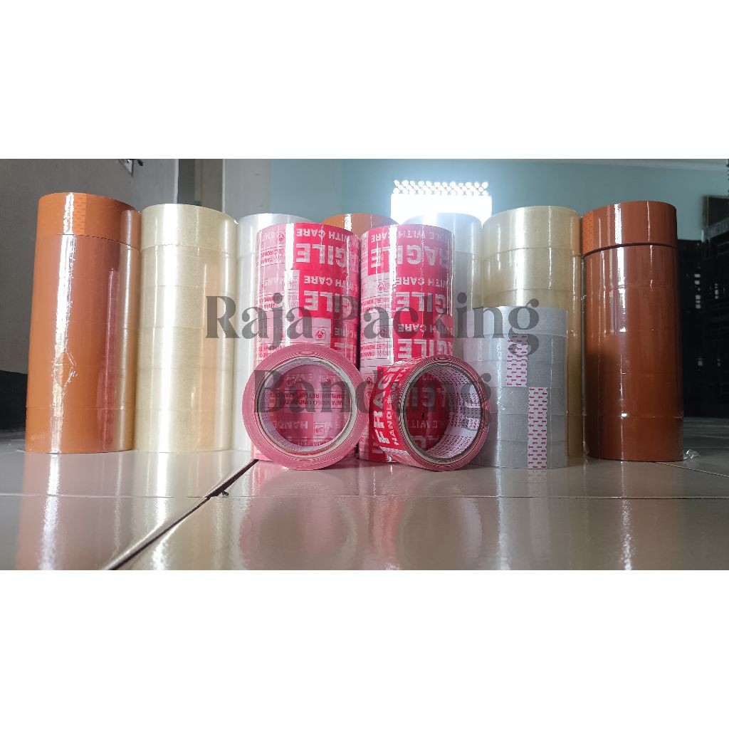 

(1 Slop/6roll) Lakban Bening - Lakban Coklat (45mm x 80m/90yard) REAL Lakban Selotip Lakban murah