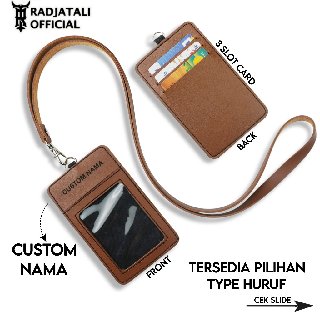 

Lanyard Kulit Holder ID Card Custom Nama Grafir Leather K3 / Lanyard Custom Nama Case Holder Leather