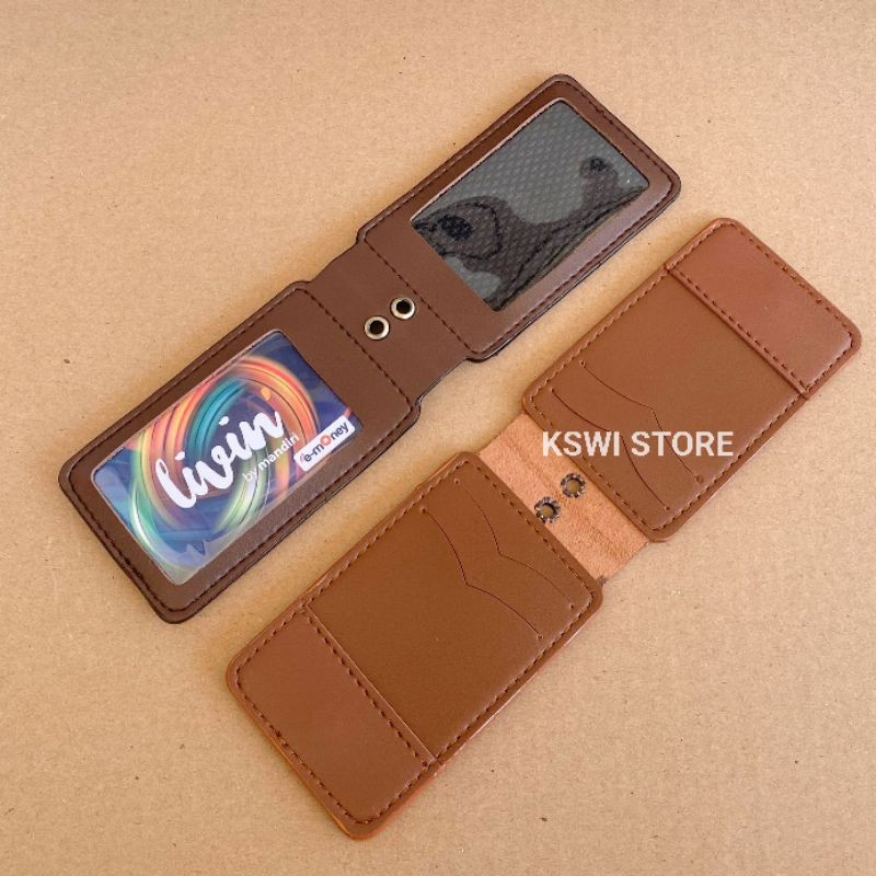 

ID Card Holder Kulit Magnet Flip 2 sisi Name Tag Holder kulit MM2
