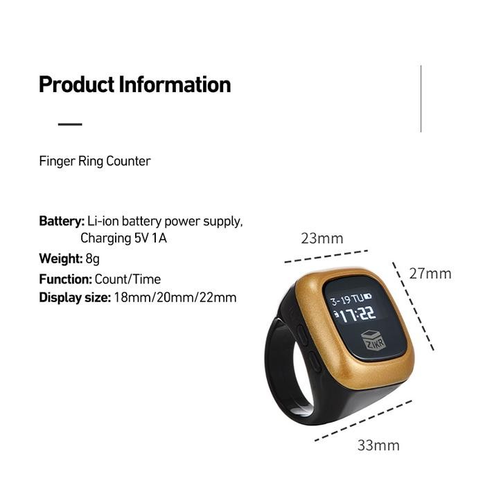 Cincin Tasbih Zikr Ring / Tasbih Ring Digital Terbaru