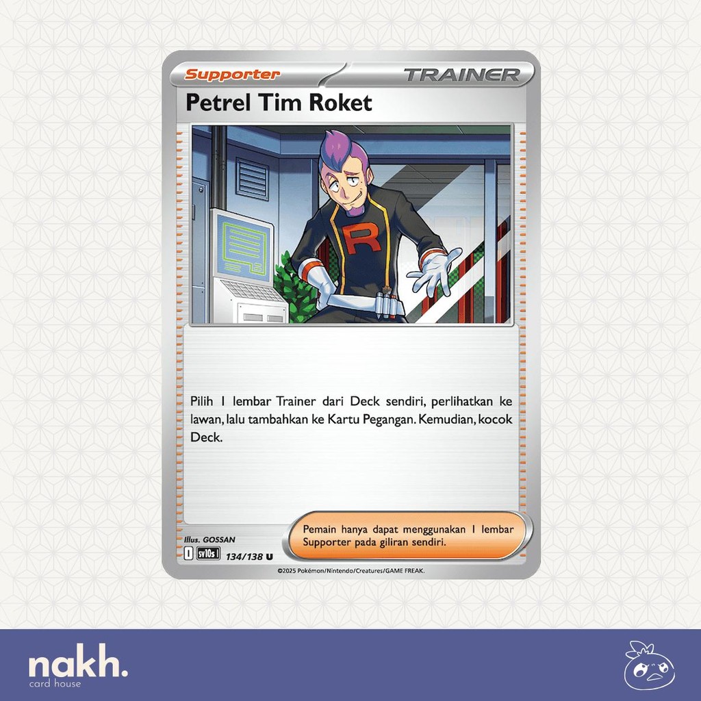 Kartu Pokemon TCG Indonesia Kehadiran Juara sv10s 134/138 Petrel Tim Roket