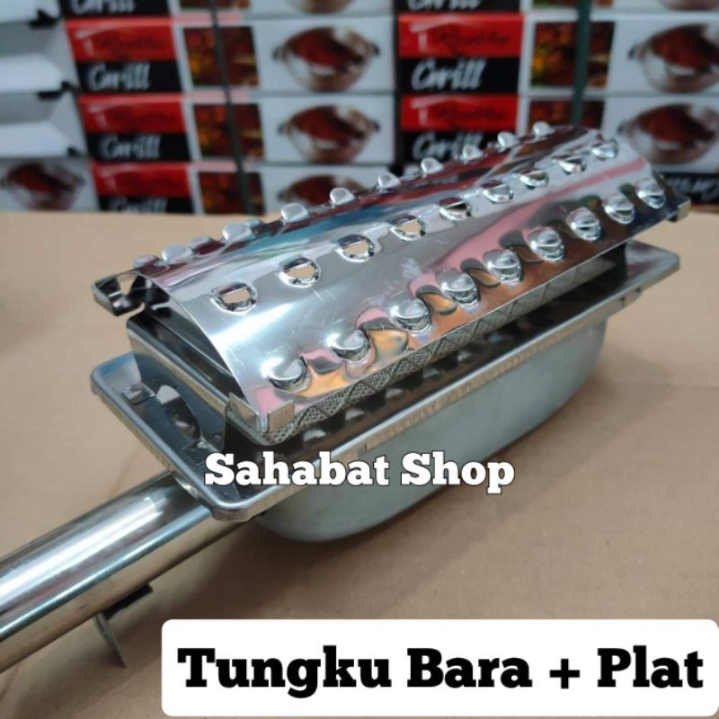 TUNGKU BARA + PLAT 1SET KOMPOR PANGGANGAN SOSIS / PANGGANG ROASTER