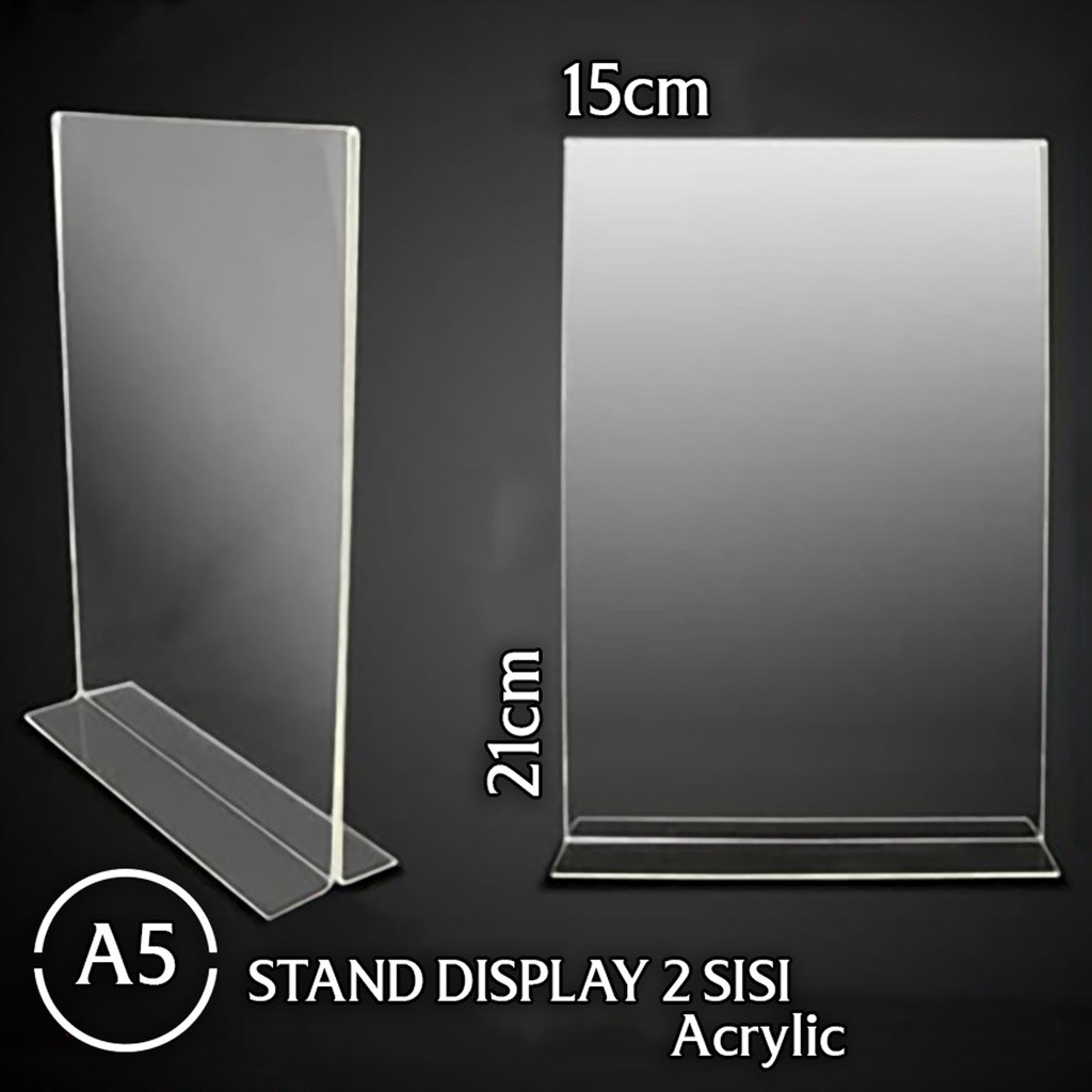 

Tent Card Acrylic Display A5 Potrait / Stand Akrilik Tent Holder Brosur 2 Sisi / Tempat Brosur