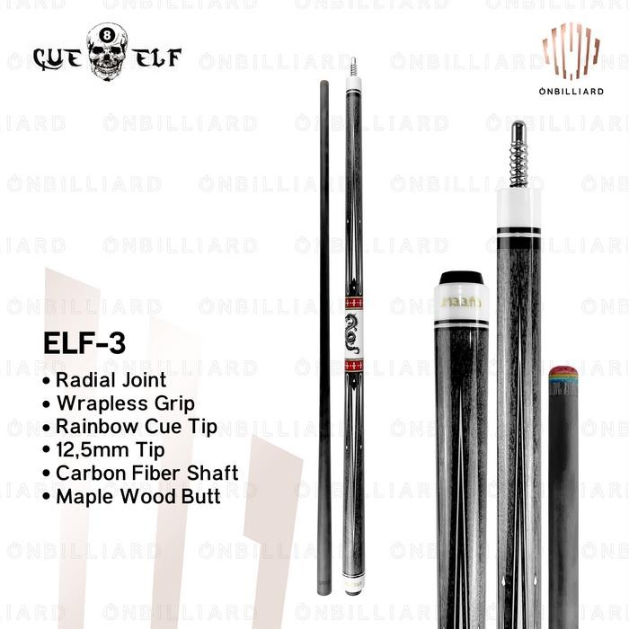 CUE ELF Play Cue Stick Carbon Low Deflection Stik CUEELF Billiard Billiar Billyar