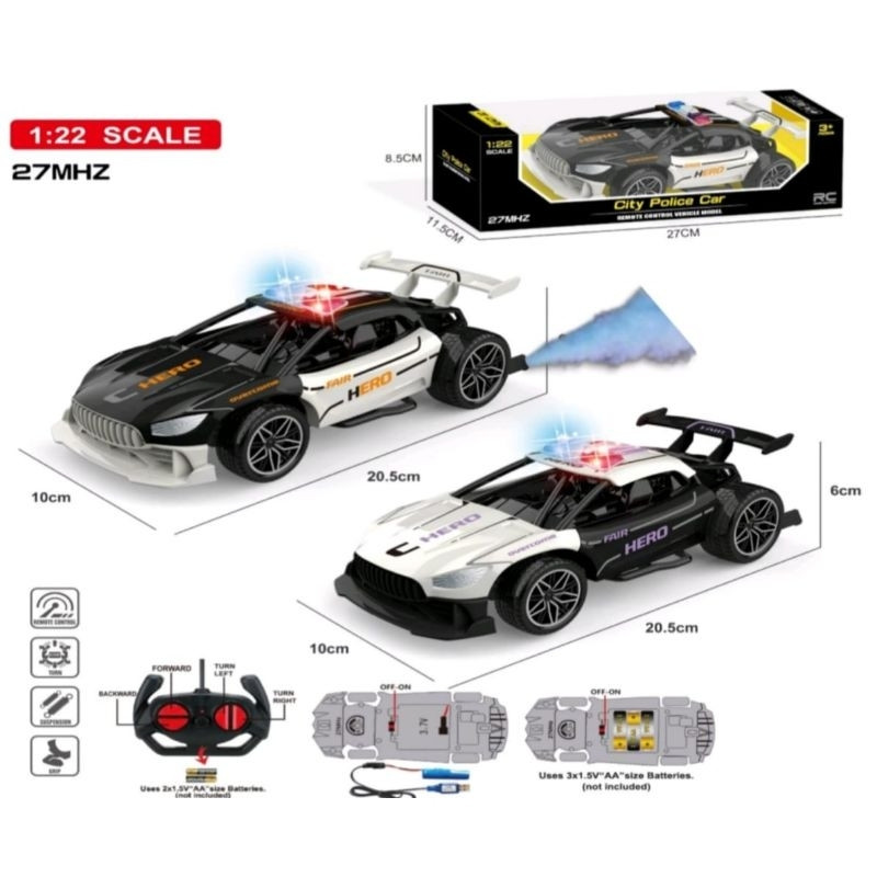 Mainan Anak Mobil RC City Police F1 Remote Control Polisi Mobil RC Polisi Asap