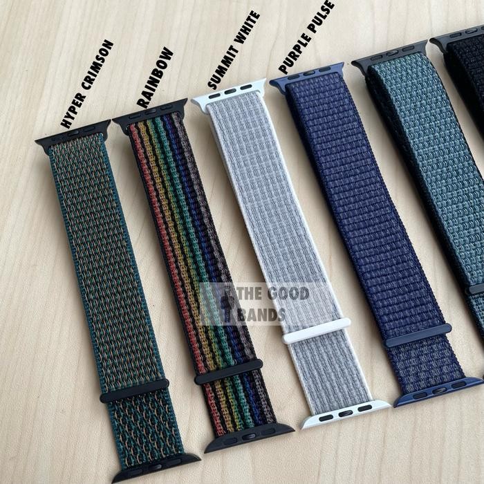 Strap Apple Watch Series 7 Nike Sport Loop Nylon Band Iwatch 41Mm 45Mm Terbaru