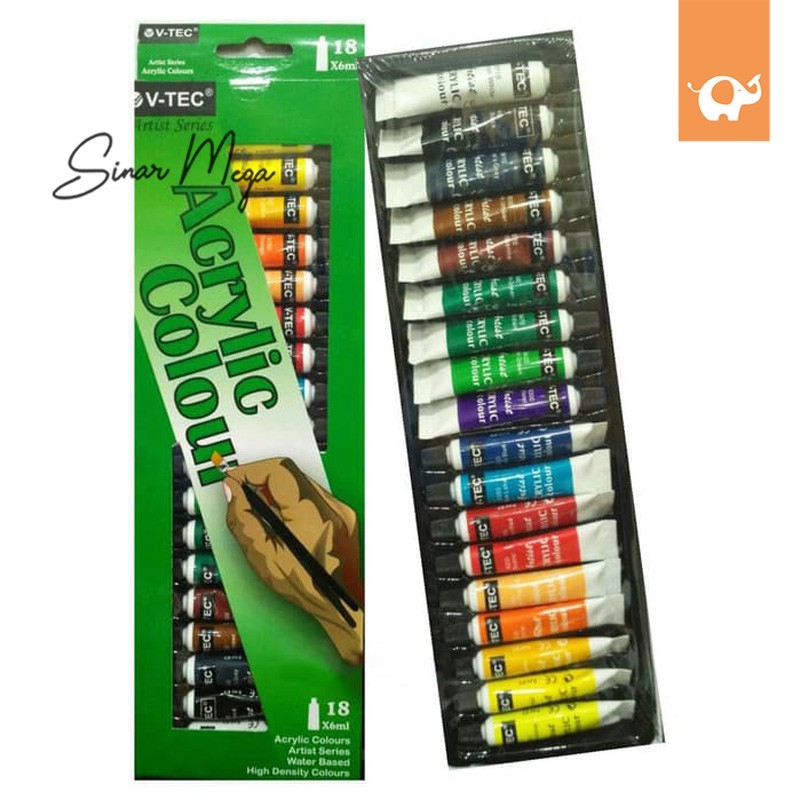 

V-Tec Vtec Acrylic Colour VT-618/A 18 Color 6ML / Akrilik Warna Murah Berkualitas