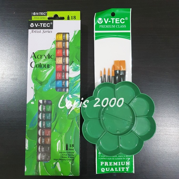 

V-tec Cat Akrilik / Cat Acrylic Colour Paint Set 18 Warna Vtec Lukis Kanvas