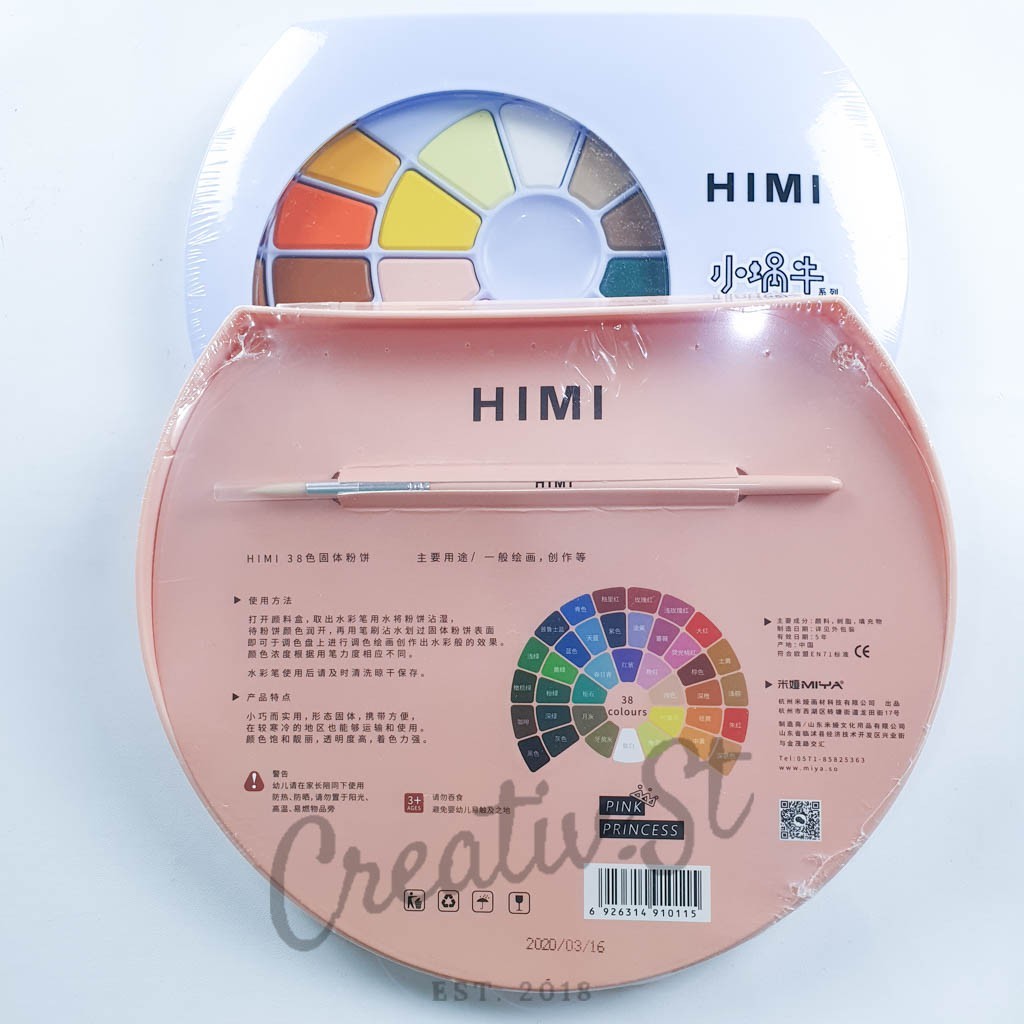 

Himi Watercolor Cake 38 Color + Brush Cat Air Warna