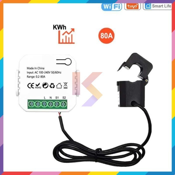 Tuya Smart Energy Meter 80A Wifi With Current Transformer Clamp Kwh