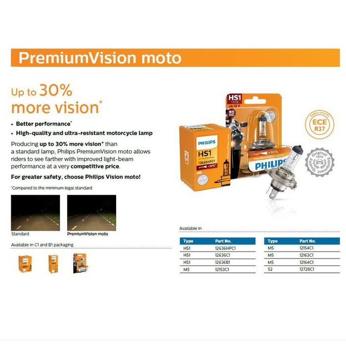 SALE BOHLAM LAMPU MOTOR HALOGEN PHILIPS PREMIUMVISION 35/35 WATT M5 KAKI 1