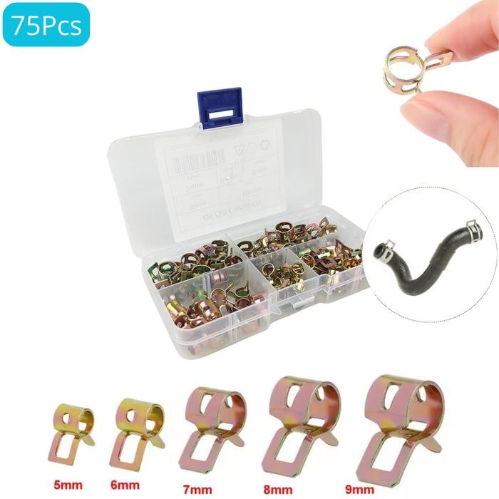 PREMIUM 75Pcs Klem Penjepit Selang Bensin Radiator Motor Mobil Clamp 6 - 10mm Multifungsi