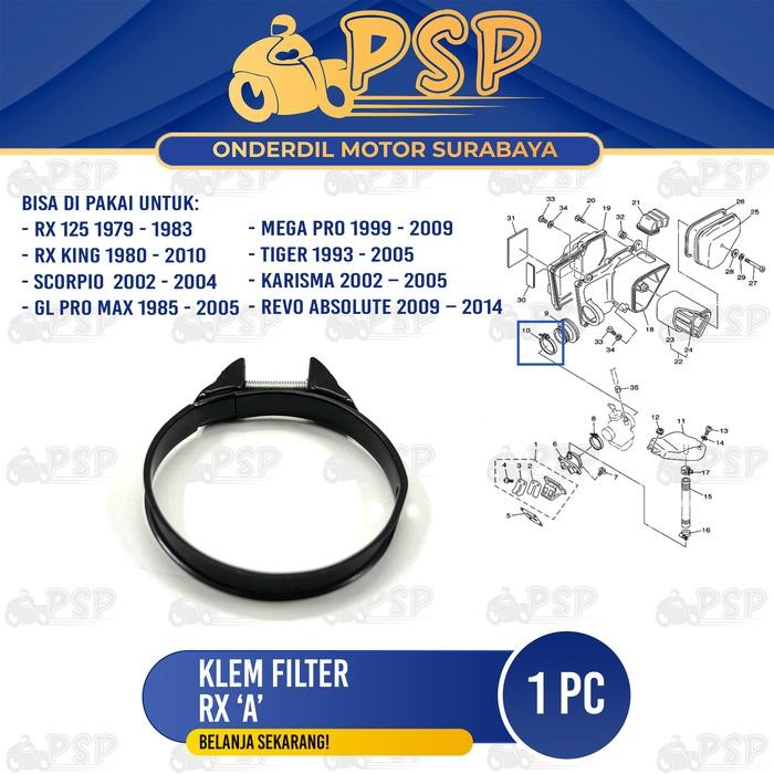 PREMIUM Klem Filter RX "A" - Kleman Karet Filter Karburator Karbu PE Besar RX King GL Pro Mega Pro