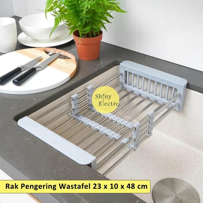 PREMIUM Rak Wadah Pengering Cuci Piring Wastafel Adjustable Panjang Pendek Dry