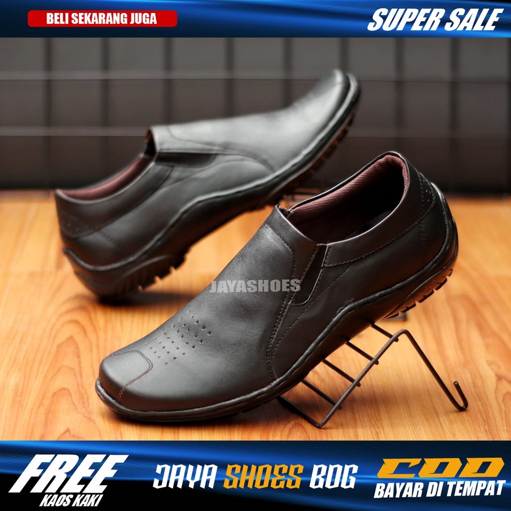 best promo [cvny] sepatu kasual casual slip on pria kerja kulit asli model slop original brand