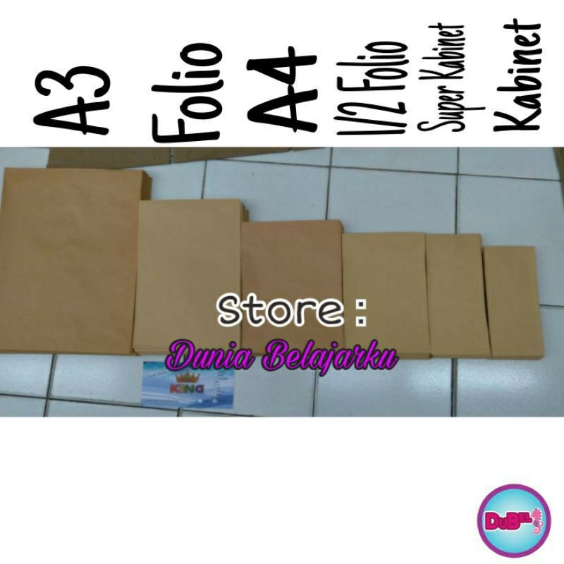 

Amplop Coklat Folio King 35x24cm 80gsm Isi 100 Lembar [Pack]