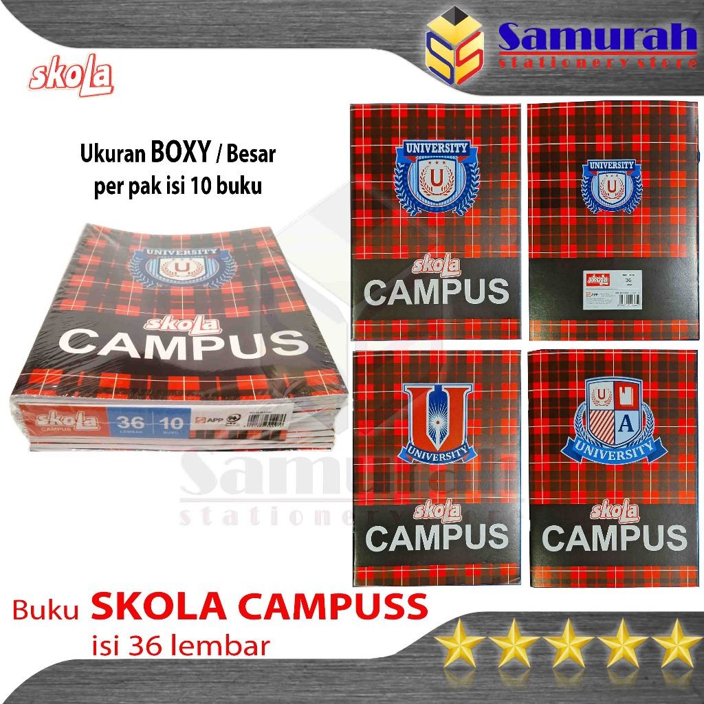 

Buku Tulis Skola Campus Isi 36 Lembar / Buku Sekolah Ukuran Boxy / B5 Campuss 36 Lbr - Per Pak isi