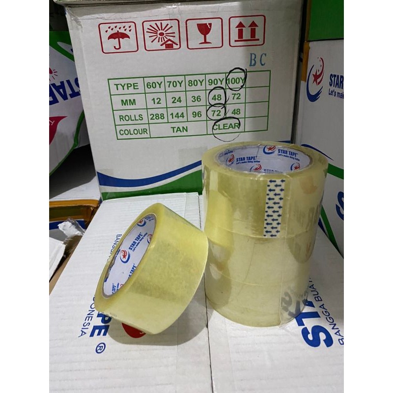 

Lakban Bening 100 yard x 45 mm Star Tape (Per 6 pcs)