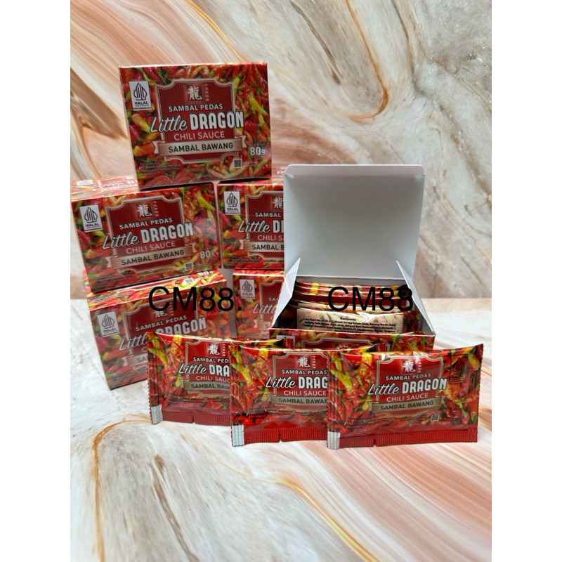 

Little Dragon Sambal Bawang Kemasan Sachet!! (1 box isi 10) praktis untuk dibawa kemana saja, 100%