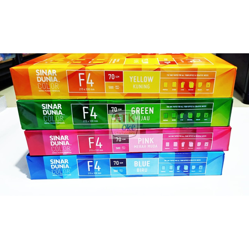 

Sidu Kertas HVS Warna F4 70gsm WE!!