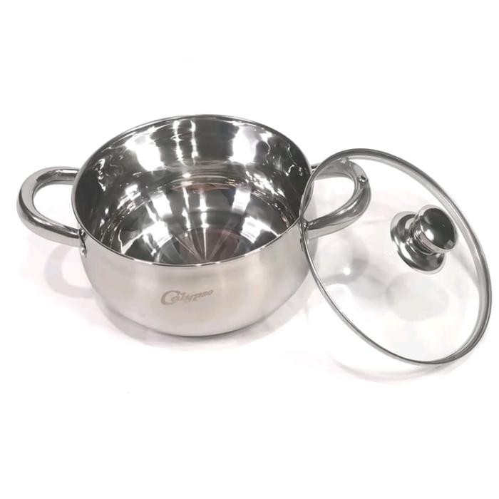 Panci Soup Pot Agogo Stainless Tutup Kaca #Gratisongkir