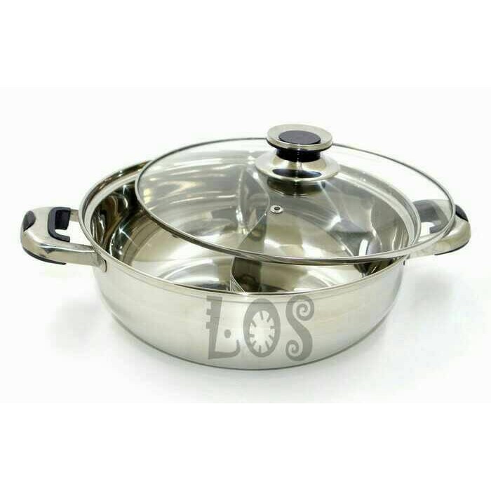 Panci 2 Sekat Mangkok Suki Sukiyaki Shabu Shabu Panci Rebus Stainless #Gratisongkir