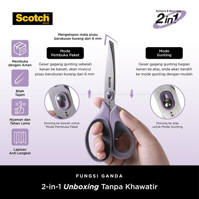 

No Na - 3M Scotch Unboxing Scissors 1487Ns / Purple 7 Inch / Gunting