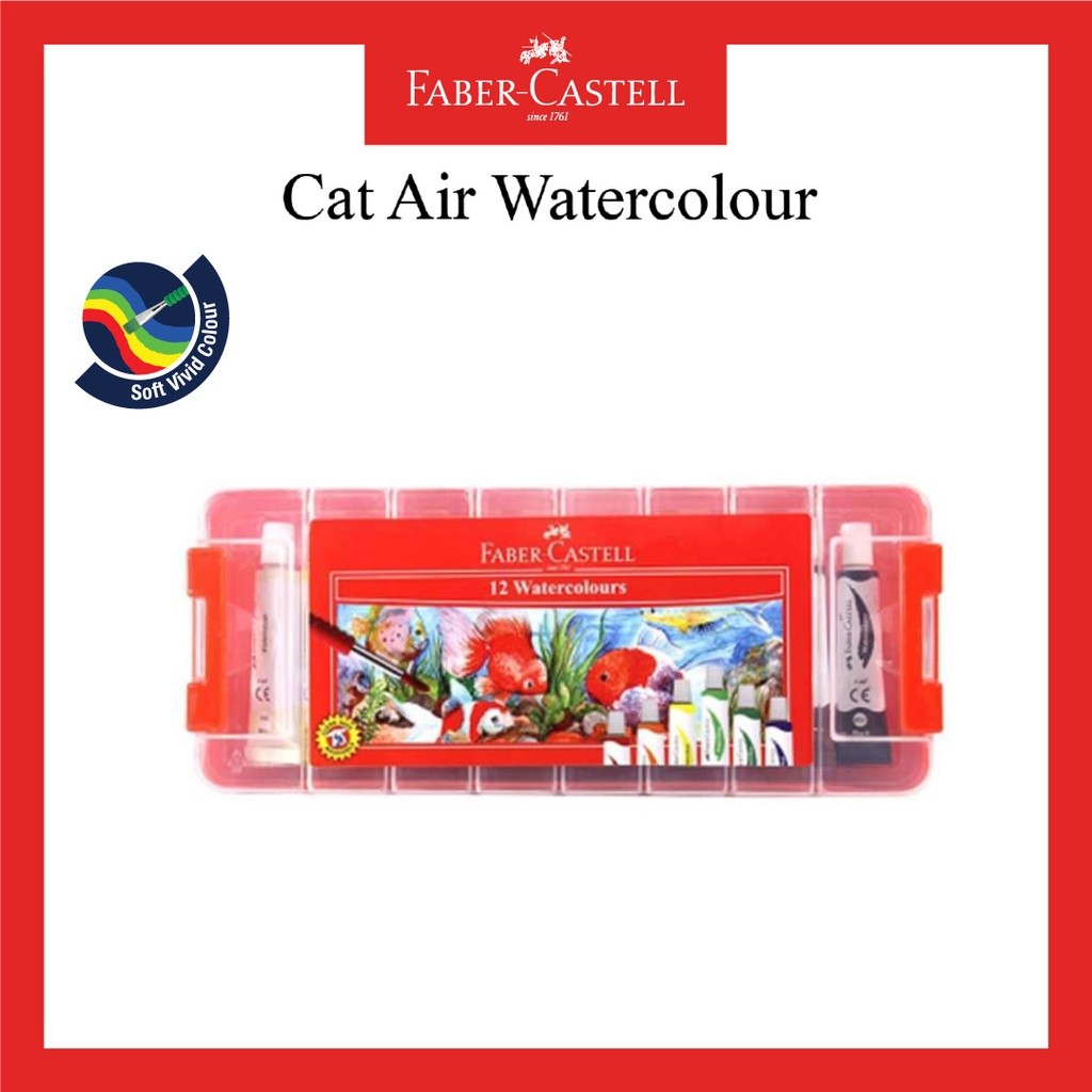 

Cat Air Faber Castell / Water Colour 6 Mili / Set 12 Warna / Kemasan Plastik Case