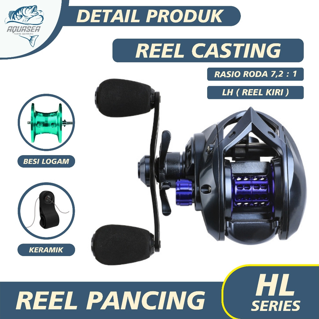 AQUASEA - Reel Pancing Orca HL Casting Premium Katrol Korekan Fishing Reel HL Casting-Putaran Kiri