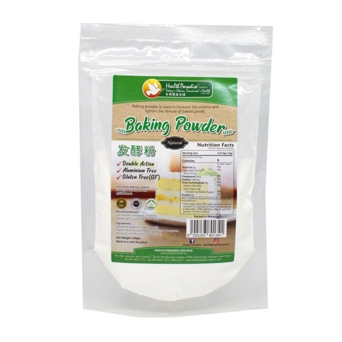 

SALE !!! HEALTH PARADISE NATURAL BAKING POWDER NO ALUMINIUM 150G READYY