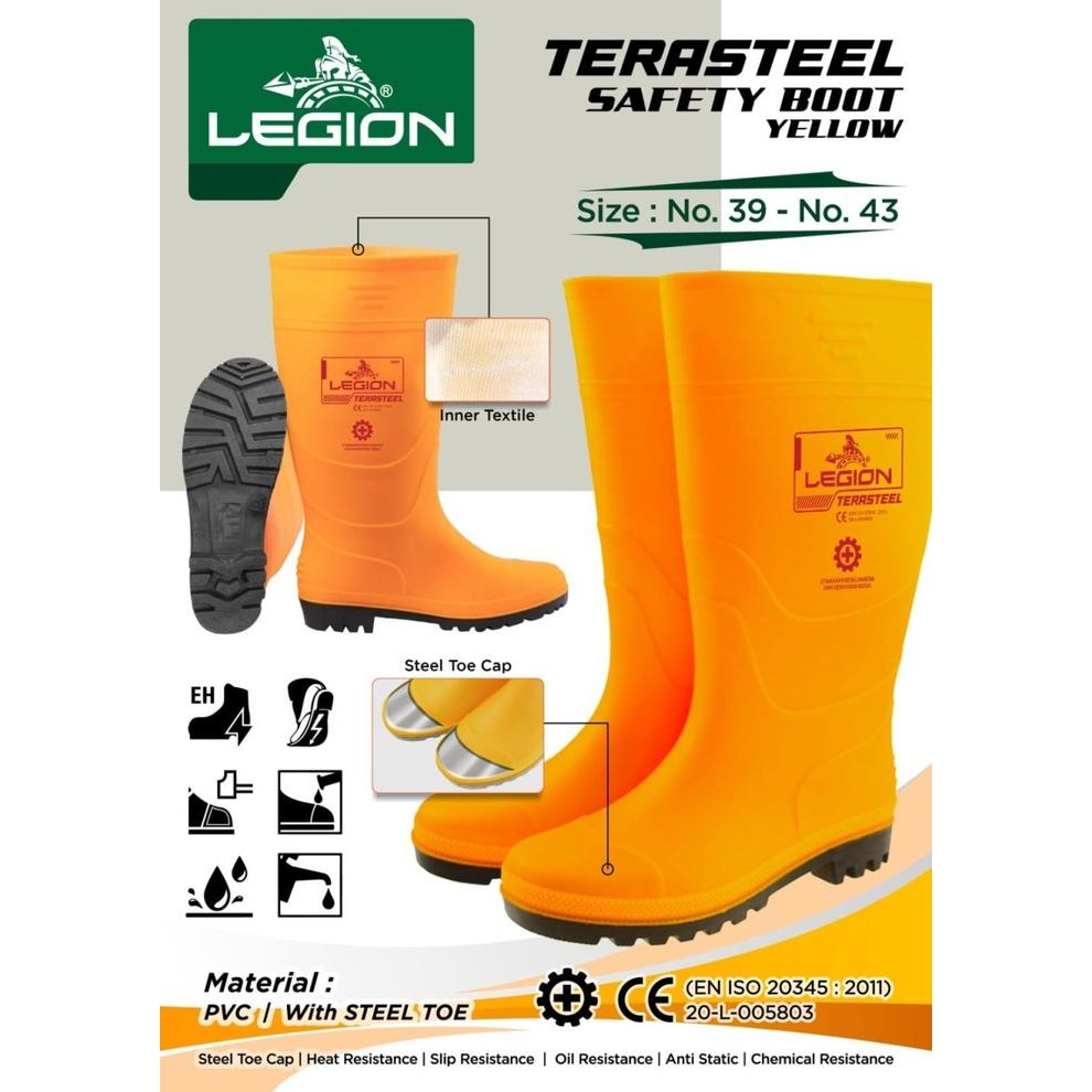 

Terlaris Sepatu Boot Boots Safety Proyek Ujung Besi Steel Toe Legion Kuning Apd