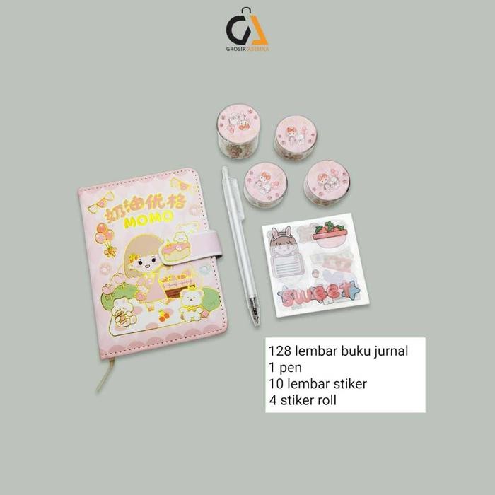 

Big Boss - Set Buku Jurnal 4 In 1 Momo Cute Diary Kartun Lucu Dengan Gift Box Memo Note Notebook