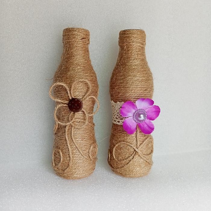 Botol Hias Serat Alam Rami Vas Bunga