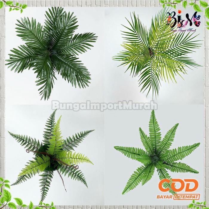 Daun Palem Duri Aa Pakis Gelombang Boston Cabang 9 Artificial Tanaman Daun Hias Palsu Plastik Tancap