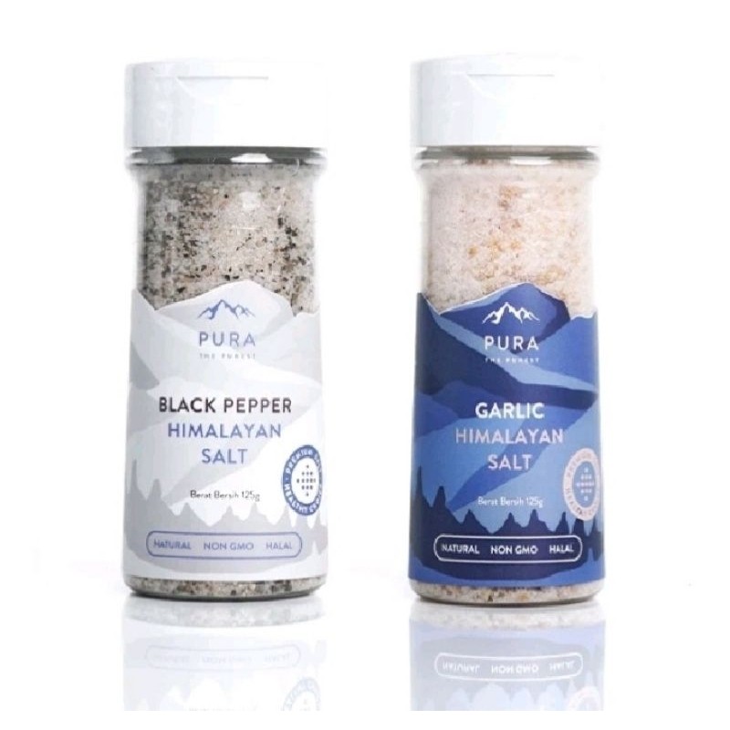 

Pura Himalayan Salt (2x125gr)Garlic-Black Pepper/Garam Himalayan