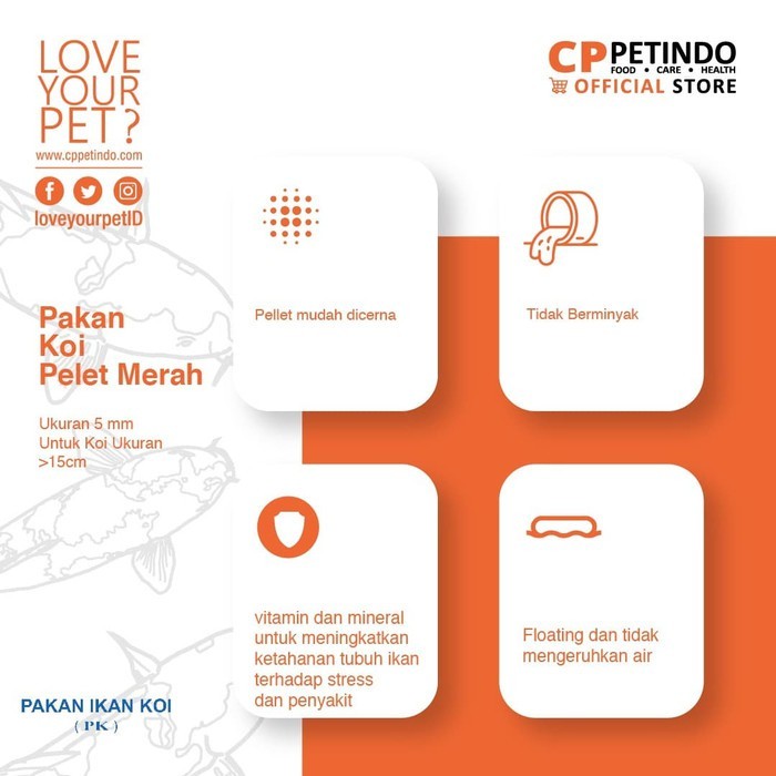 CPPETINDO Pakan Koi 5mm 10kg Ekonomis Vitamin