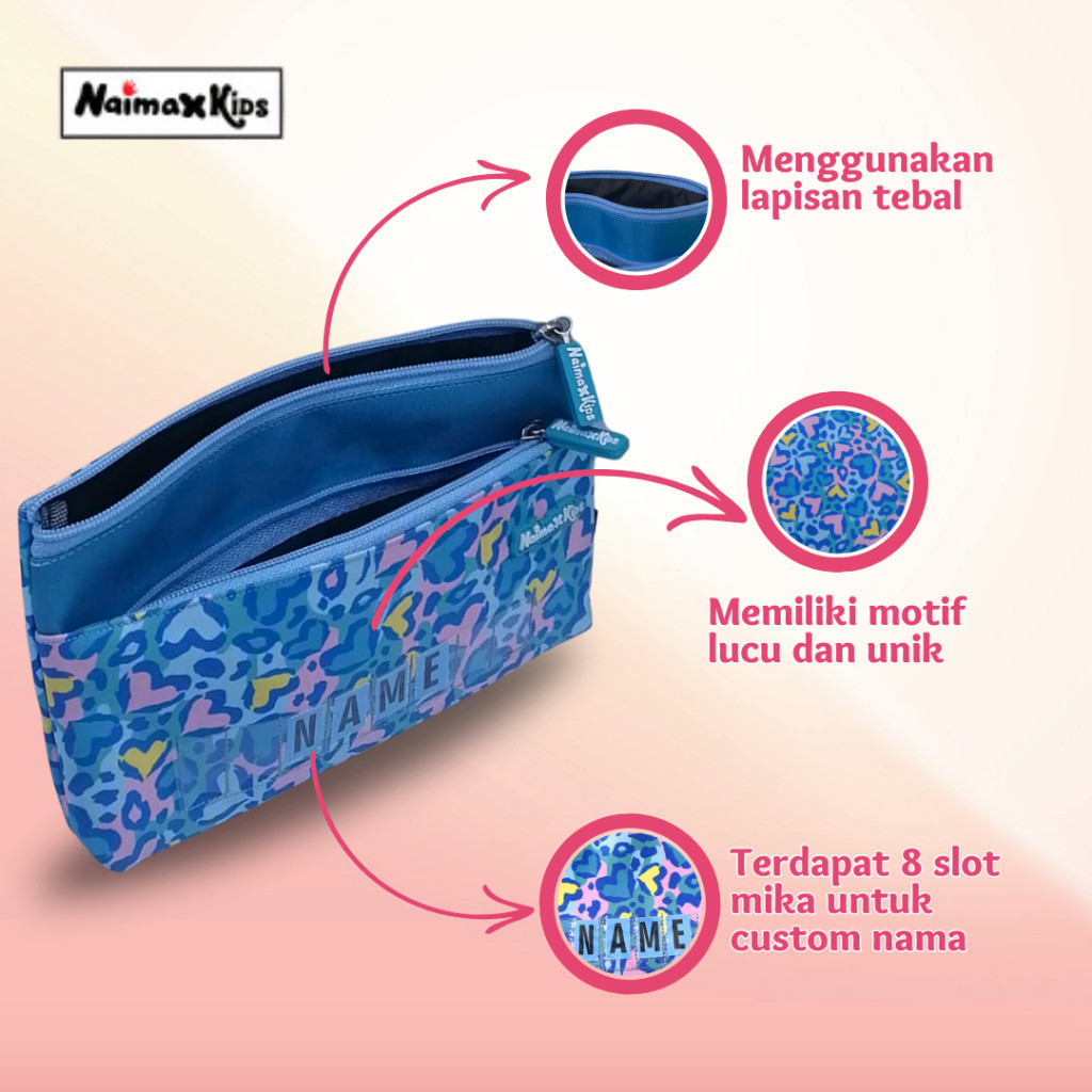 

Pencil Case Custom Nama Naimax kids Pencil Case Kain / Hardtop Anak Laki-Laki Perempuan Karakter