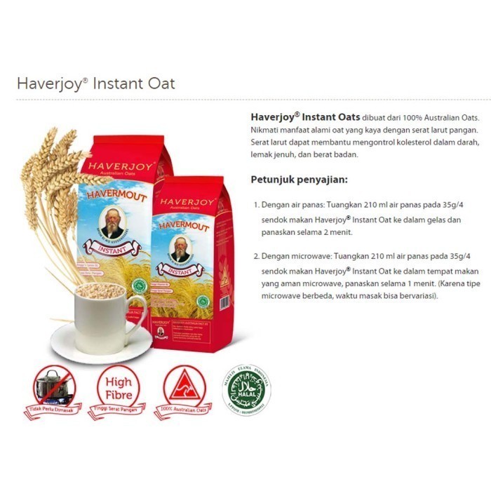 

JTTOP" HAVERJOY HAVERMOUT INSTANT MERAH 1 KG/AUSTRALIAN OAT /OATMEAL