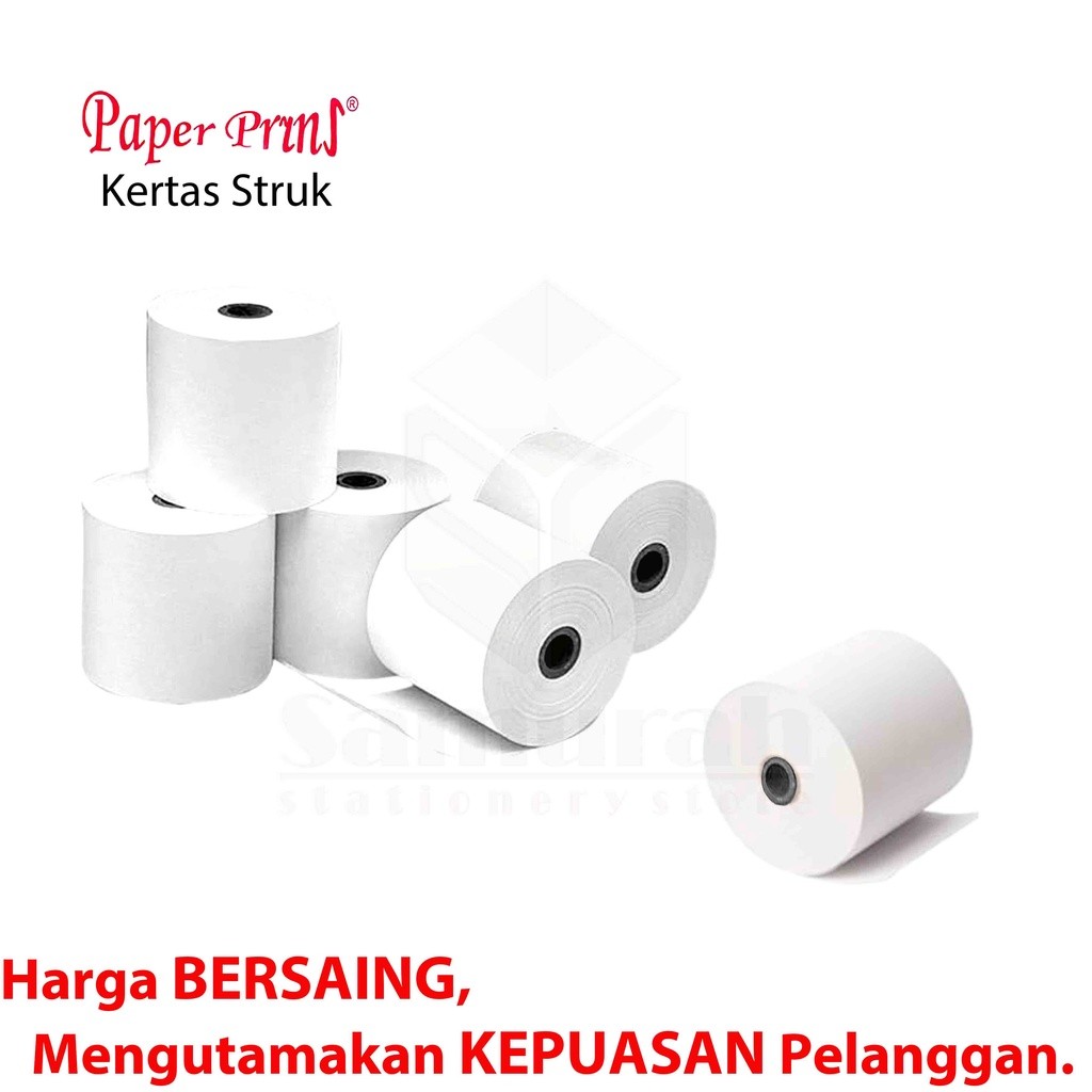 

Kertas Struk Kasir Rol PaperPryns 75 x 65 mm / Kertas Print Roll Paper Prins 75X65 mm 1 Ply HVS