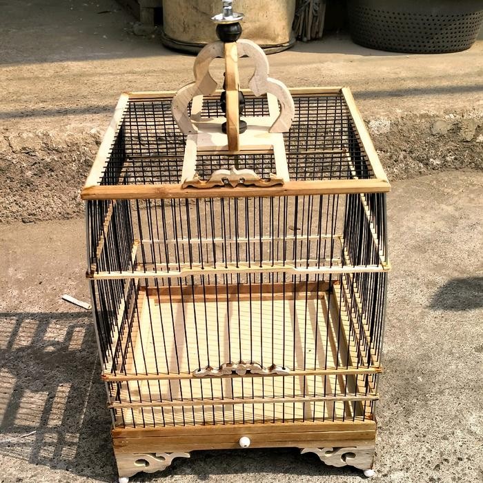 Murni Petshop - Sangkar Burung Cungkok Ukuran 30X30 Kayu Jati Kandang Burung Ciblek,