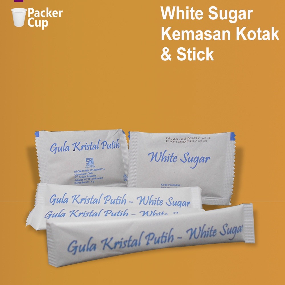 

White Sugar Stick & Sachet / Gula Pasir/ Gula Putih Kemasan Kotak dan Stik, berat +- 6gr Harga per