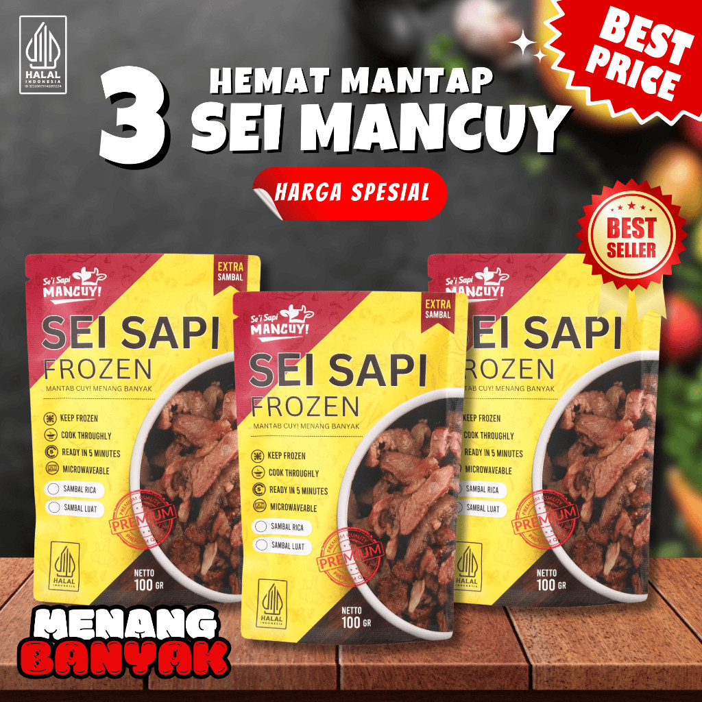 

SEI SAPI MANCUY - PAKET BUNDLING 3 PACK LEBIH HEMAT - MENANG BANYAK HALAL TERLARIS