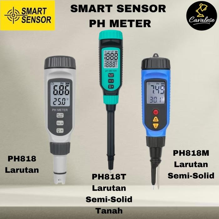 TERLARIS SMART SENSOR pH Meter + Temperature Meter Portable Liquid Semi-Solid Tanah PH818/818M/818T