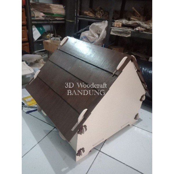 Rumah Kandang Kucing Anjing Kayu Unik Bisa Bongkar Pasang 50 X 50 Cm