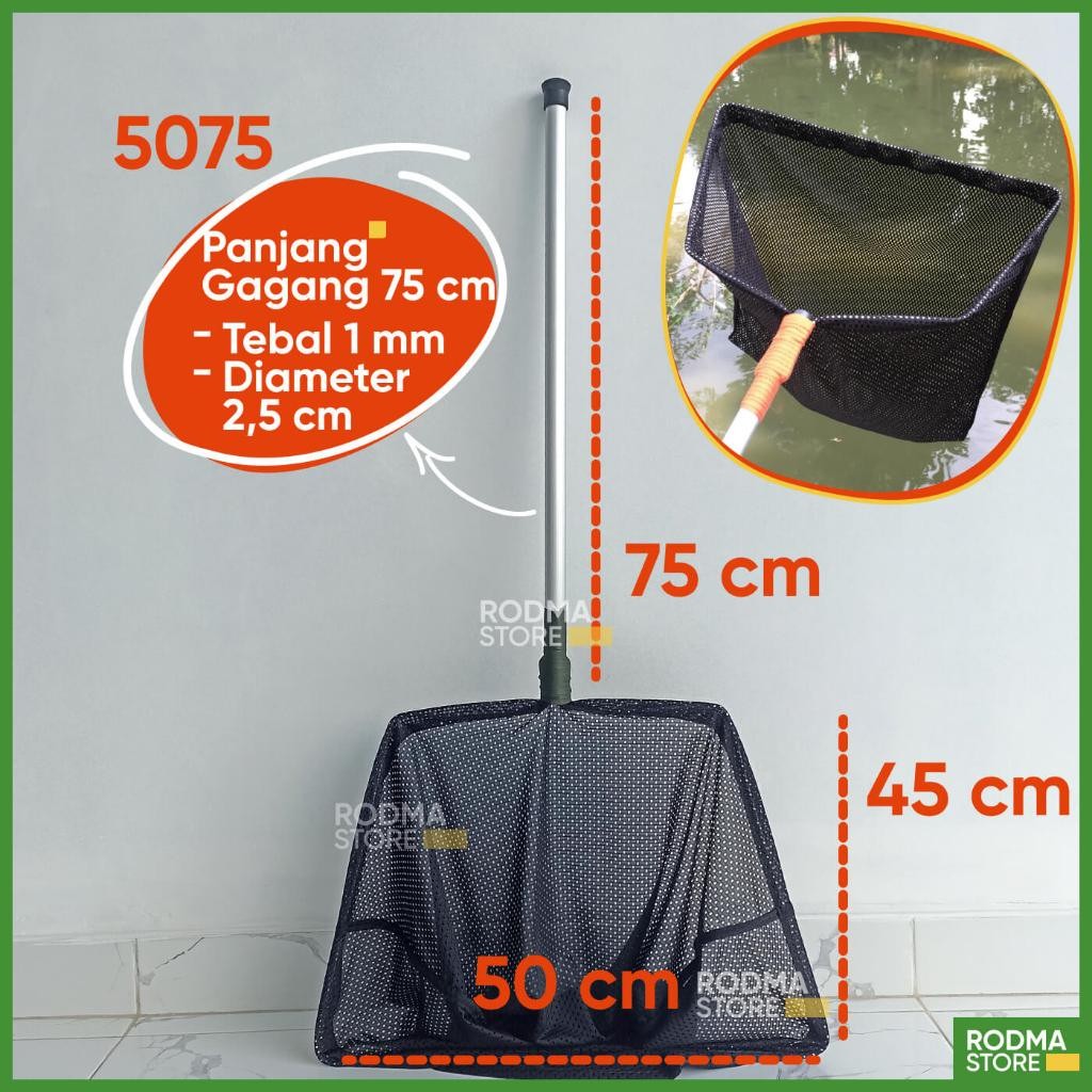 RODMA Serokan ikan besar 50 cm gagang 50 cm 75 cm aluminium serokan ikan koi nila lele gurame