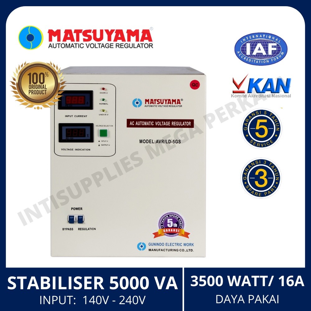 MD Stabilizer MATSUYAMA 5000 Watt Garansi 5 Tahun 100% Ori Stavolt Stabiliser Listrik 1 Phase 5 kVA