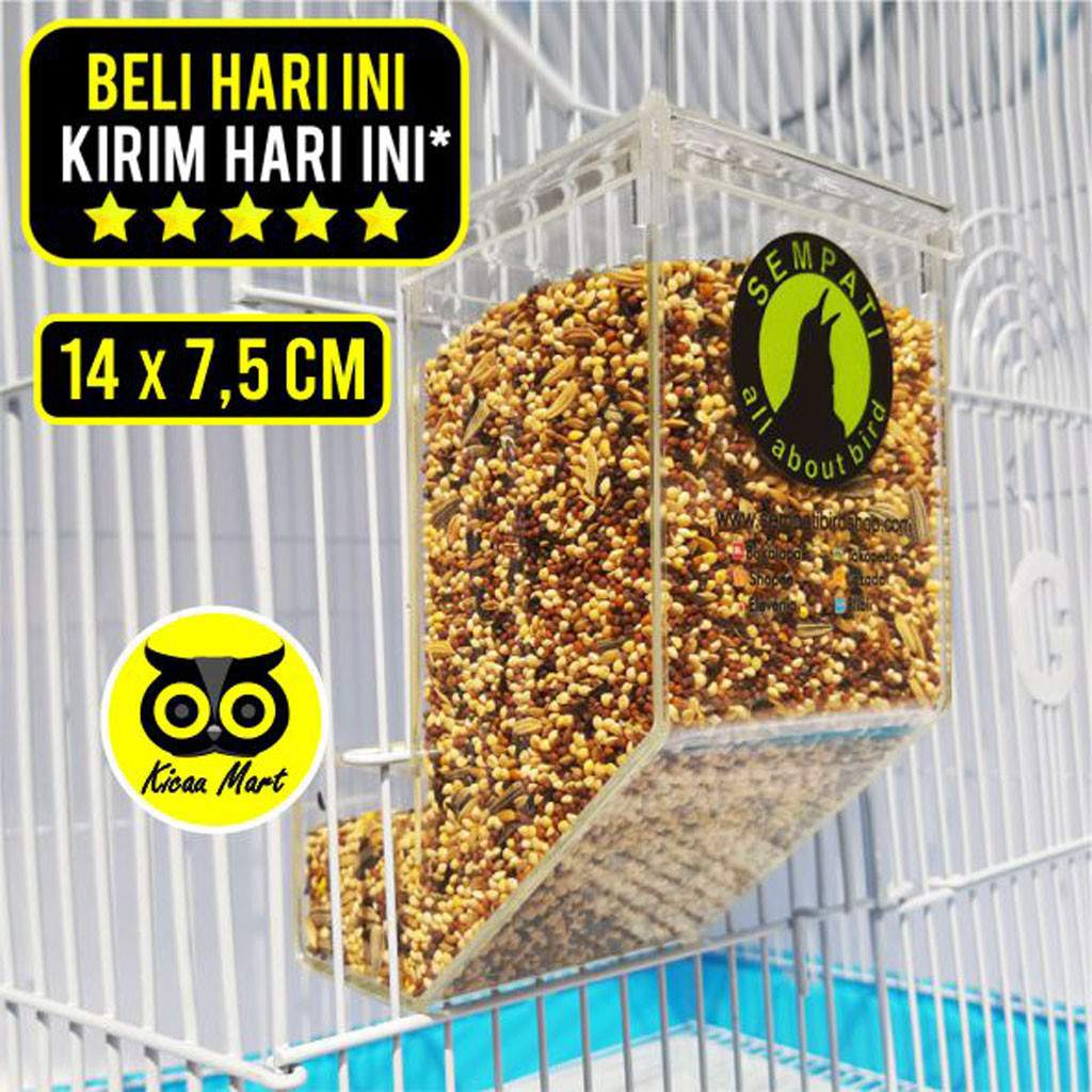 KICAU MART WADAH PAKAN BURUNG LOVEBIRD AKRILIK PREMIUM SEMPATI TEMPAT MAKAN KANDANG TERNAK LOVE BIRD