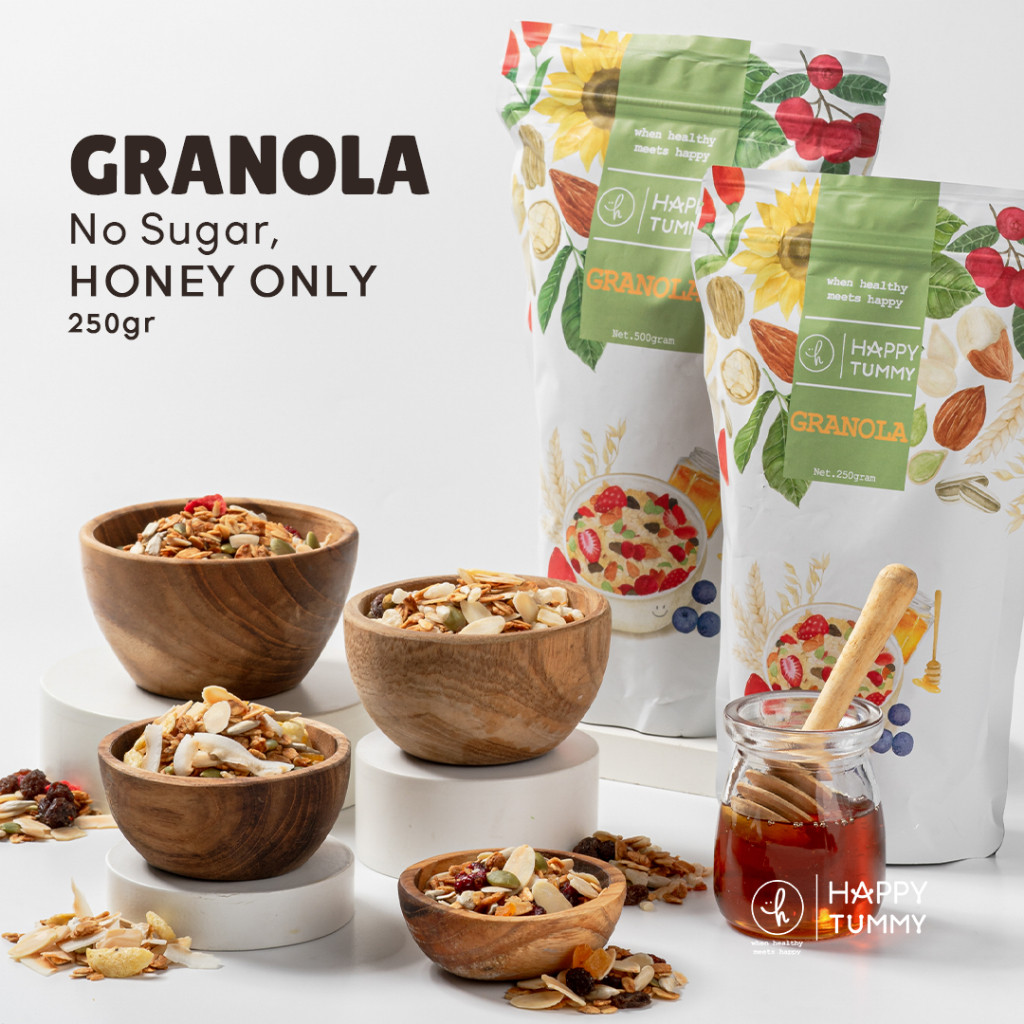 

Happy Tummy - Healthy Food Granola 250 gr Crispy Roasted - Cemilan Sehat